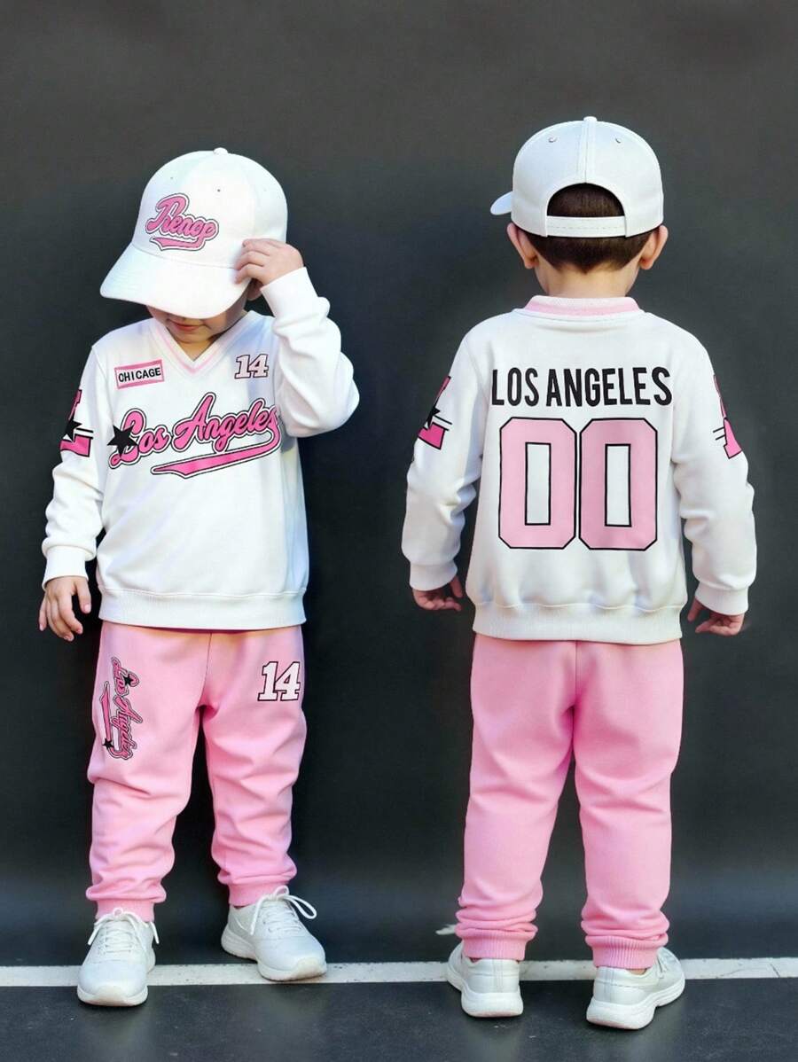 SHEIN 2pcs Baby Boy Casual English Graphic Knit V-Neck Long Sleeve T-Shirt And Elastic Waist Ankle Cuff Pants Set, Children's Clothing, Infant & Outfit, Suitable For Autumn/Winter, Vacation, Gathering, Party, Cozy Pixies, Infant Boy Winter Clothes Set, Baby Boys Sets, Boy Fall Outfits, Children/Infant Clothing, Baby Boy Clothes, Baby Casual Sets, Baby Boy Outfit Baby Boy Winter Clothes, 6M-3T - White - View 1