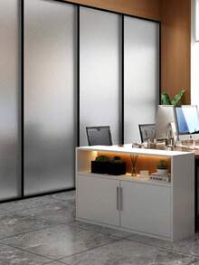 1 卷磨砂隐私窗膜 - 静电可移除玻璃膜 - 防紫外线，适用于办公室、会议室、浴室、客厅