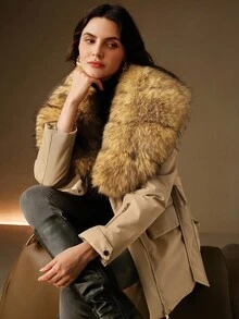 Anewsta KF16507 Thu, Thu, Đông, Đi chơi, Thanh lịch, Trang trọng, Tiệc tùng, Sang trọng, Năm mới, Áo khoác mùa đông nữ, Giáng sinh, Công sở, Tốt nghiệp, Đám cưới - xanh quân đội - Xem 8