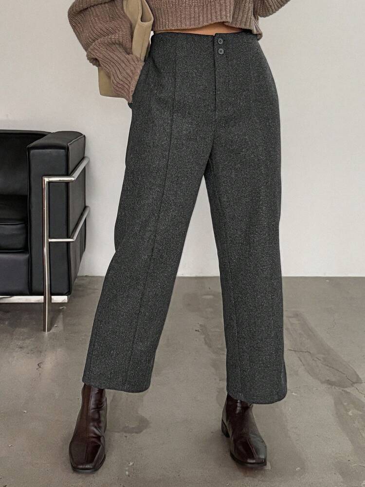 Women's Straight Leg Ankle Length Pants, Thick Casual Trousers For Autumn/Winter Women Dress Pants