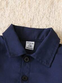 Souflis Souflis 2pcs Baby & Toddler Boys' Casual Blue Long Sleeve Shirt And Beige Corduroy Pants Set, Suitable For Daily Wear And Back To School Fall Winter - Multicolor - View 4