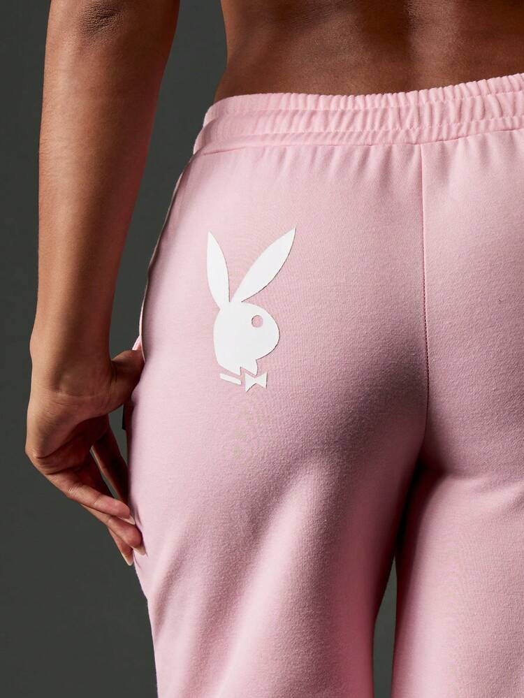 Missguided x Playboy Wide Leg Sweatpants High Waisted Drawstring Loungewear Streetwear Fashion Fleece Winter Fall Cozy Casual Lounging Bottoms With Logo Design