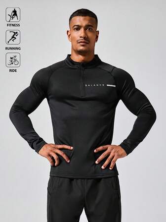 Manfinity Sport Polished Herr Casual Sport Fitness Löpning Half Dragkedja Hoodie