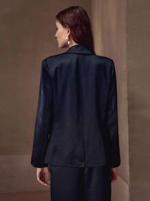 MOTF PREMIUM SINGLE BUTTON STRUCTURED BLAZER - Navy Blue - View 6