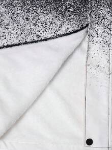 SHEIN Tween Boys' Casual Ombre Pattern Thermal Lined Hooded Mid-Length Thick Woven Jacket Parka Coat, Suitable For School, Garden, Beach, Birthday, Spring, Summer, Autumn, Winter Fall - Black and White - View 4