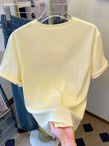 Resyla 女式花卉印花修身短袖T恤 - 黃色 - 查看 2