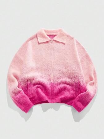 Street Life Men's Ombre Cardigan Sweater, Streetwear , Fall Winter