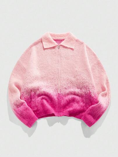 ROMWE MEN Casual Men's Ombre Cardigan Sweater, Streetwear , Fall Winter