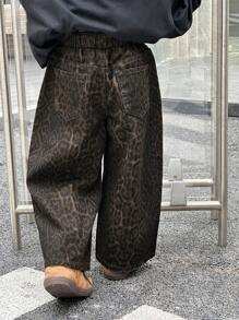 Dazy Kids 秋季幼儿男童宽松直筒豹纹牛仔裤休闲街头风裤子 - 藍色 - 查看 7