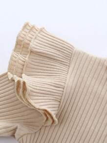 SHEIN Vintaside Kids 嬰兒女寶寶分層荷葉邊連體褲套裝 和喇叭褲和頭帶