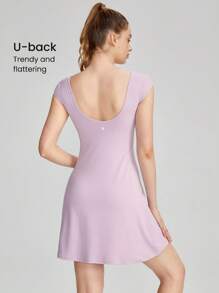 GLOWMODE FeatherFit™-Air U-Back Peekaboo Dress With Built-In Shorts Pocket Anti-Slip Light Support Yoga Studio Gym Daily Quick Dry Moisture Wicking