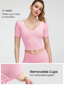 GLOWMODE FeatherFit™ Cropped T-Strap Tank & High-Rise Biker Shorts Set - Pink - View 3