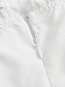 SHEIN MOD Solid Tie Front Ruffle Hem Dress,White Graduation Dress