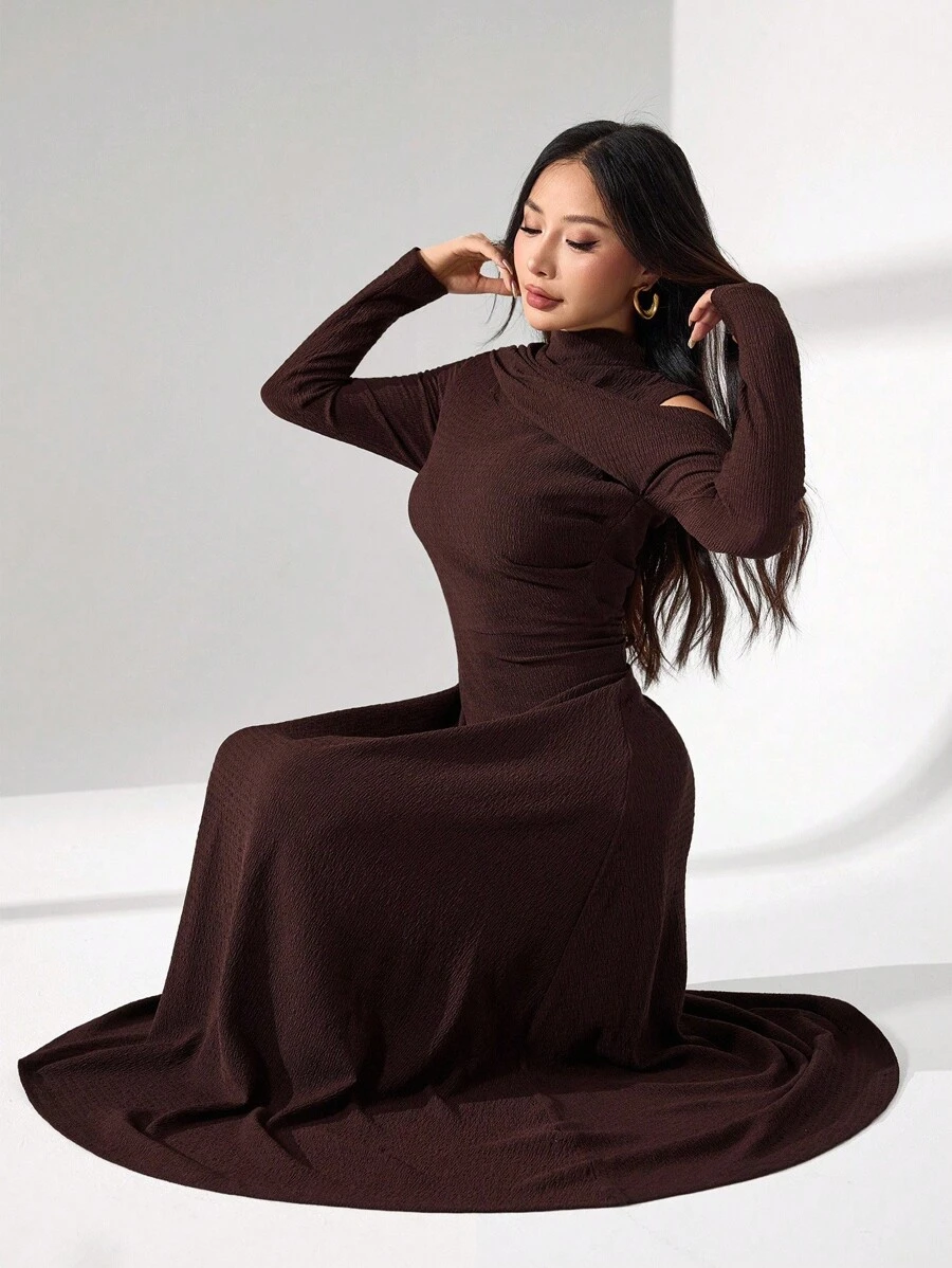 Modelyn Women's Elegant Tight-Fitting Knit Dress, High-End French Style Fall Cloth For Women