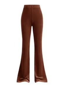 SHEIN Tween Girl Velvet Rhinestone Pocket Hooded Zip-Up Sweatshirt And Slim Flare Pants Casual Elegant 2 Pieces Set, Girl Brown Two Piece Set, Girl Co Ord Set, Girls Brown Velour Tracksuit, Girls Rhinestone Two Piece Fall Winter