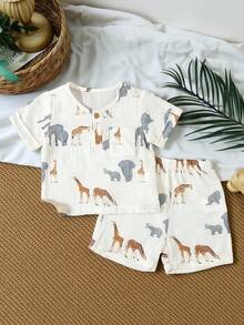 SHEIN Vintaside Kids Baby Boy Summer Casual T-Shirt Set