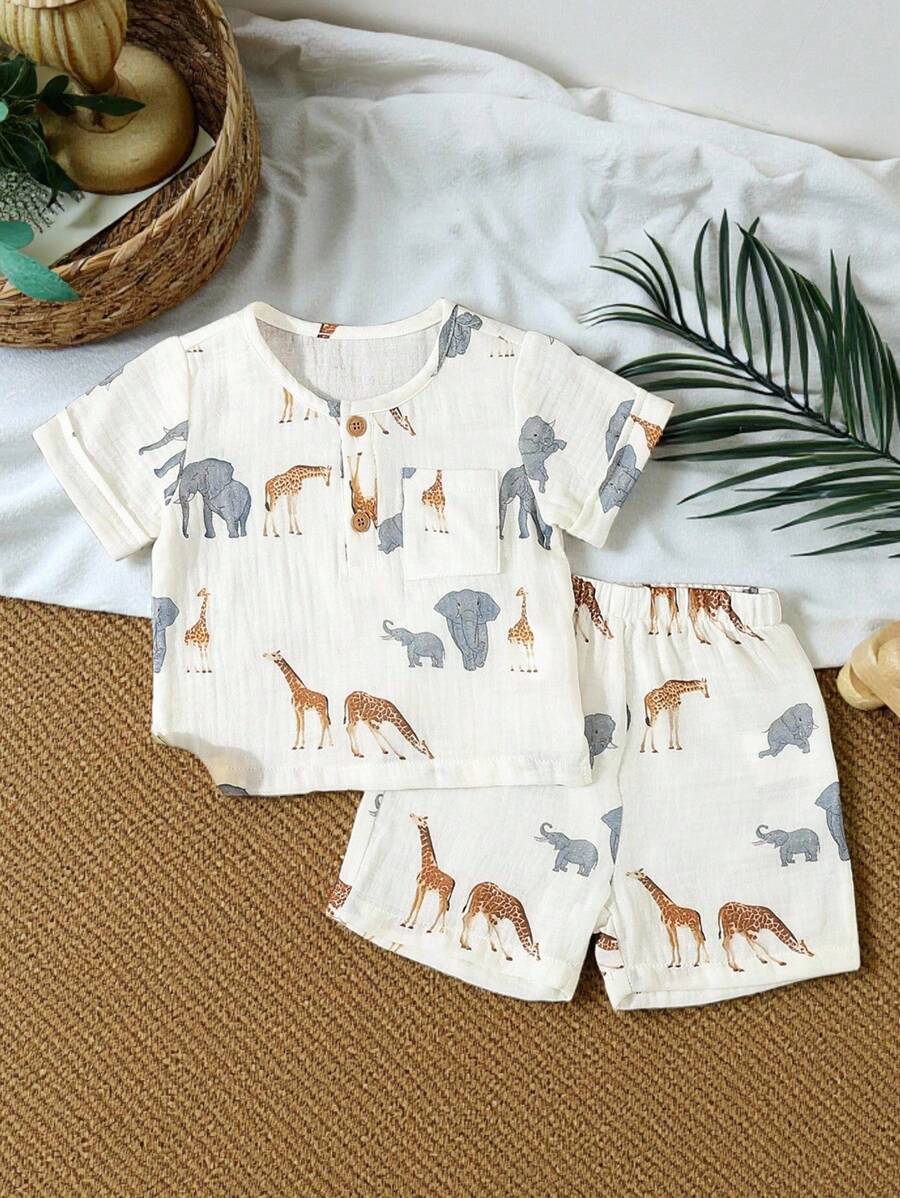 SHEIN Vintaside Kids Baby Boy Summer Casual T-Shirt Set