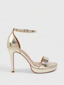 CUCCOO SZL Women's Fashionable Gold Platform Ankle Strap Sexy High Heel Sandals For Christmas Spring Shoes Prom Heels Summer Shoes - Gold - View 4