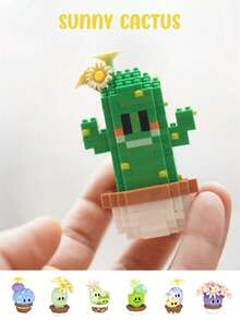 1盆栽仙人掌积木，情人节礼物，生日礼物，DIY植物系列积木，桌面摆件，减压，缓解压力，家居收藏摆件，拼装公仔，办公桌面摆件，含2500+颗粒的礼品套装。 - 彩色 - 查看 10