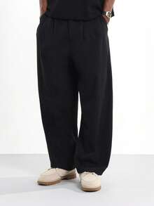 SUMWON 阔腿直筒修身裤 褶皱正装裤 商务休闲宽松飘逸办公室装 晚装裤 秋冬系列正装裤 高级基础款 - 黑色 - 查看 5