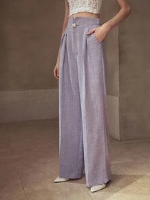 MOTF PREMIUM 褶皱直筒西装裤 - 紫色 - 查看 4