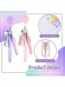 1 件马卡龙护士笔套装，配有可伸缩卷轴、易伸缩扣和徽章夹 - 包括 5 支彩色笔、笔芯和笔盒 - 由塑料材料制成，适用于教师、医生、护士、办公室、学校或促销用途学校用品、返校 - 均碼 - 查看 7