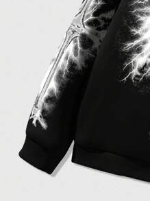 ROMWE MEN Goth 男式连帽运动衫，带标语印花和正面拉链，学校