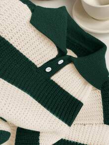 SHEIN 1 Piece Young Boys Casual College Comfortable Fashion Simple Practical All-Match Soft Comfortable Loose Striped Polo Sweater Suitable For Birthday Parties, Parties, Shows Suitable For Kids Outfits Young Boy Clothes School Back To School Boys Set Daily Suitable For School Suitable For Travel Suitable For Sports Suitable For Autumn And Winter Fall