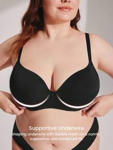 LUVLETTE Áo ngực Plus Dream Curve Support + Áo ngực hỗ trợ che phủ toàn diện mượt mà Áo ngực giảm thiểu kích thước ngực màu đen Áo ngực Flexi SizeFreedom - màu đen - Xem 5