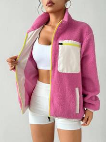 Exploreva Women Sports Jackets Women Outdoor Rosy Pink Jacket, Winter Coats Winter Thermal Thick Warm Fleece Jackets, Winter Jacket Women's Casual & Outdoor Jacket Outdoor Hiking Jacket Women's Casual Jacket, Thermal Coats, Fall Winter Jacket, Thick Jacket KEEP WARM, Winter Coats Women Athleisure Jacket White Jacket