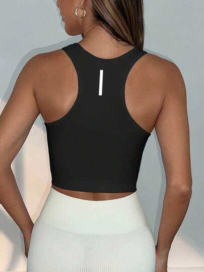 Eassivo Eassivo 高弹力无缝纯色无袖运动 T 恤和背心女式修身衬衫