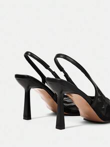 CUCCOO HITCHD 女士后绑带蝴蝶装饰洛丽塔风格高跟鞋，酒红色 - 黑色 - 查看 13