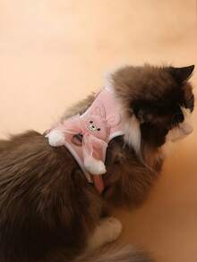 Guia e Peitoral para Gatos/Cachorros, Ajustável e À Prova de Fuga, Adequado para Passeios ao Ar Livre - Rosa chiclete - Visão 4