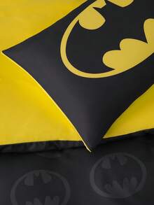 BATMAN X SHEIN 3pc Fashionable & Comfortable Soft Reversible Hero Character Bat Print Duvet Cover Set, For Home, Bedroom