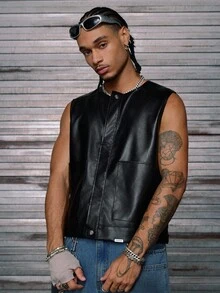 AXEPEAK Men's Woven Fashionable Casual Vest, Fall, Winter