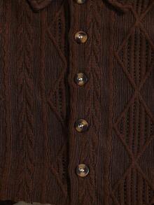 SHEIN Vintaside Kids Unisex Newborn-1 Year Old Baby Apricot Short Sleeve Shirt & Shorts Set, Textured Fabric Outfit Suitable For Summer Outings