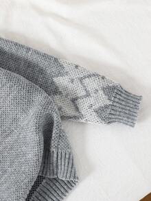 SHEIN Classic Fair Isle Pattern Turtleneck Long Sleeve Sweater For Young Girl Fall Winter