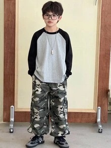 Dazy Kids 儿童秋装，加大码男童迷彩工装裤，秋季