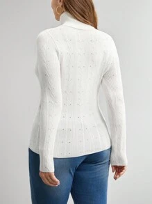 SHEIN LUNE 3件套休闲纯色修身长袖毛衣加大码百搭可搭配夹克多种颜色强搭配女士冬装万圣节服装冬装万圣节毛衣工作服女士通勤简约办公室老款毛衣适合日常穿着通勤简约优雅时尚通勤休闲风秋季 - 彩色 - 查看 7