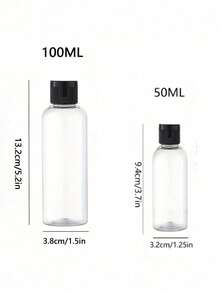 1/3/5 件旅行瓶带翻盖空透明分配器容器适用于旅行装化妆品旅行必需品、便携式配件储存 - 黑色 - 查看 5