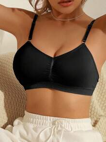 Women Casual Comfy Plain Ruched Bust Fabric Bralettes 3 Packs Non Padded Medium Stretch Bras - Multicolor - View 5