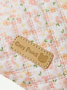 Cozy Pixies 1 件牛津布尿布袋休闲多功能尿布袋，用于外出携带尿布，方便悬挂婴儿尿布袋花卉小袋适合储存和使用 - 淺粉色 - 查看 7