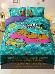 SCOOBY-DOO X SHEIN 3pc Cute Style Printed Bedding Set,Suitable For Single Bed/Double Bed/Queen Bed/King Bed, Dormitory/Home - Multicolor - View 7