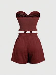 Sweetra 2 件套女士休闲日常装打结前抹胸上衣和短裤，夏季