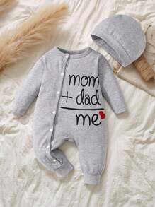 SHEIN Vintaside Kids 嬰兒男寶寶字母圖形連身衣