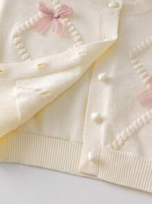 Souflis Souflis Baby Girl Bow Decor Knitted Cardigan And Knitted Skirt Set Fall Winter - Apricot - View 6