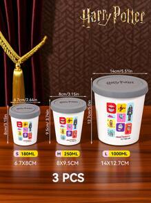 HARRY POTTER X SHEIN 1PC Cartoon Skull Pattern Ice Cream Tub,Tight-Fitting Silicone Lid, Easy Stacking Reusable Ice Cream Contai