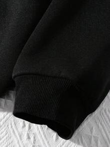 EMERY ROSE Plus Size Women's Slogan PERFECTLY ImperfectLetter Printed Round Neck Sweatshirt Fall Cloth For Women Winter Autumn - Black - View 4