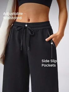 GLOWMODE Cotton-Blend Fleece Loose Fit Banana Silhouette Pocket Joggers Pants Fall Winter - Black - View 4