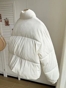 SHEIN 时尚立领灯芯绒长袖棉衣，适合秋冬季少女